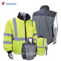 Fluoreszierende gelbe reversible Hi Vis 3m reflektierende Jacke mit Zip-Off Ärmeln im Winter